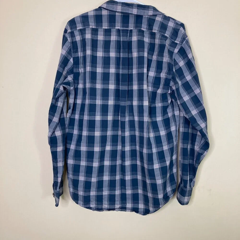 Filson Mens Small Blue Plaid Button-Up Long-Sleeve Shirt - Picture 2 of 10